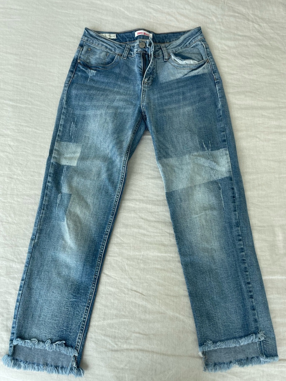 Hot Kiss Women's Light Blue Relaxed Patchwork Jeans